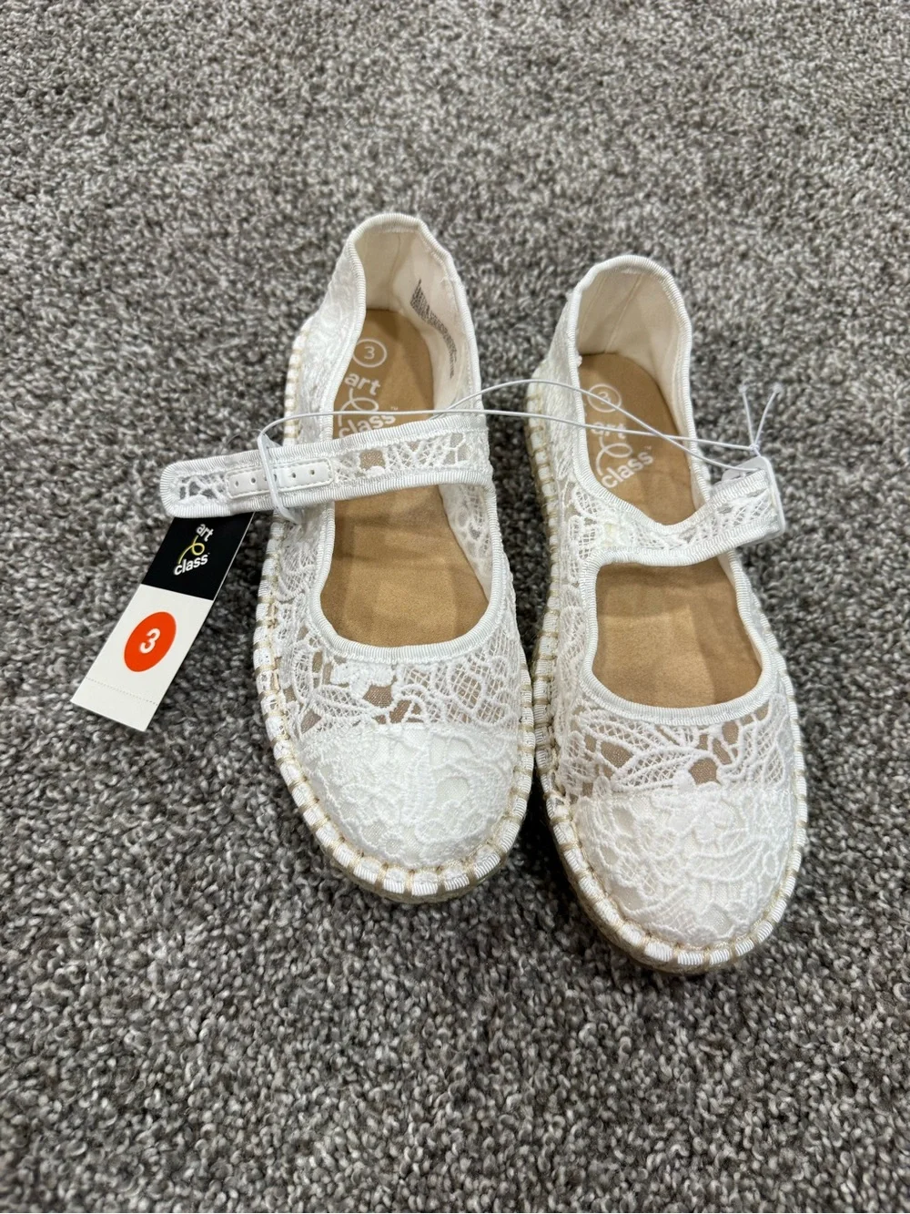art class White Lace Mary Jane Espadrille Flats
